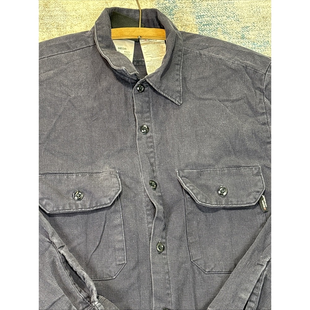 SteelGuard FR Shirt Mens Medium Westex UltraSoft‎ CAT 2 Navy Work